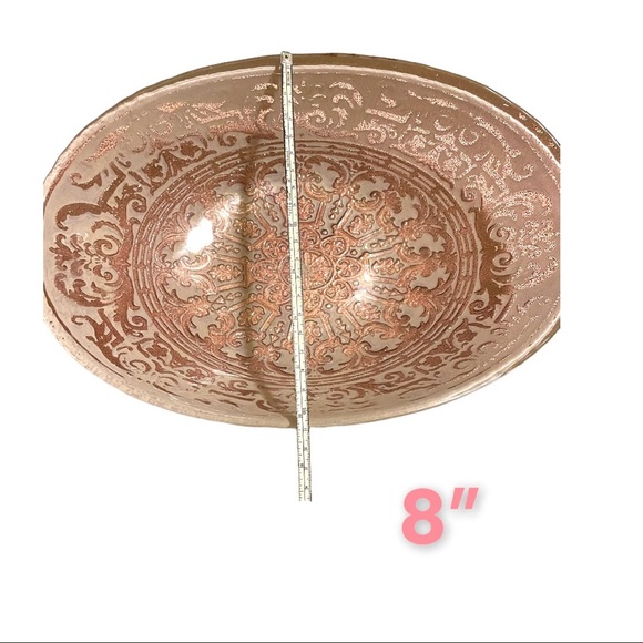 Vintage Ornate Amber Glass Serving Dish - Picture 5 of 7